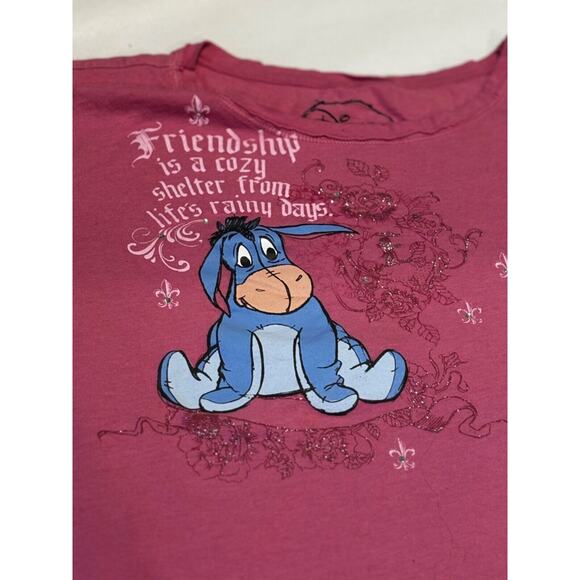 Disney Eeyore Pink Graphic Women's Top - Picture 1 of 5